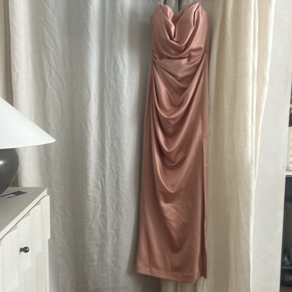 House of CB Adrienne satin strapless gown, size small, plus cup, dusty rose pink - Picture 2 of 4